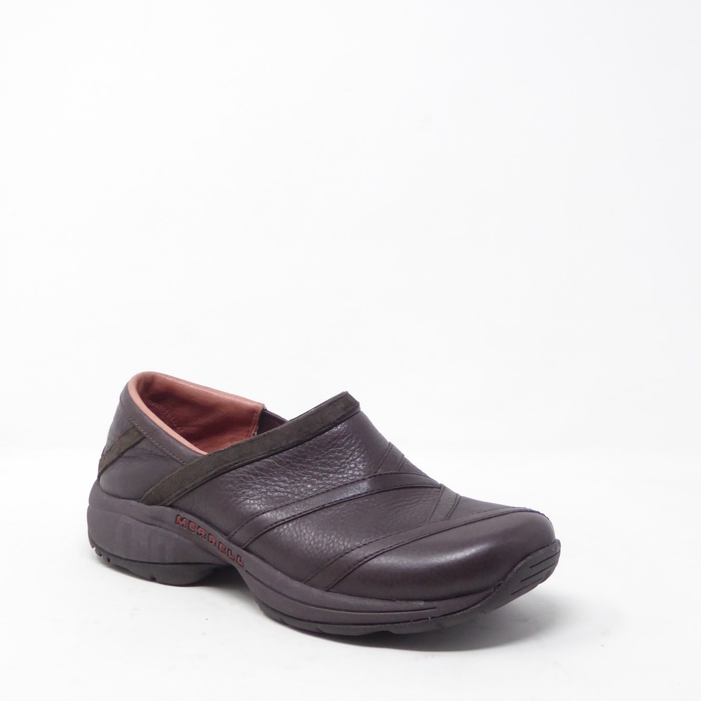 Merrell Womens Primo Patch Bug Brown Leather Slip On Clogs 8